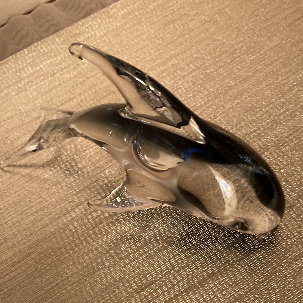 FORMIA MURANO Hand Blown Glass Shades of Grey Dolphin Made in Italy - Picture 4 of 7